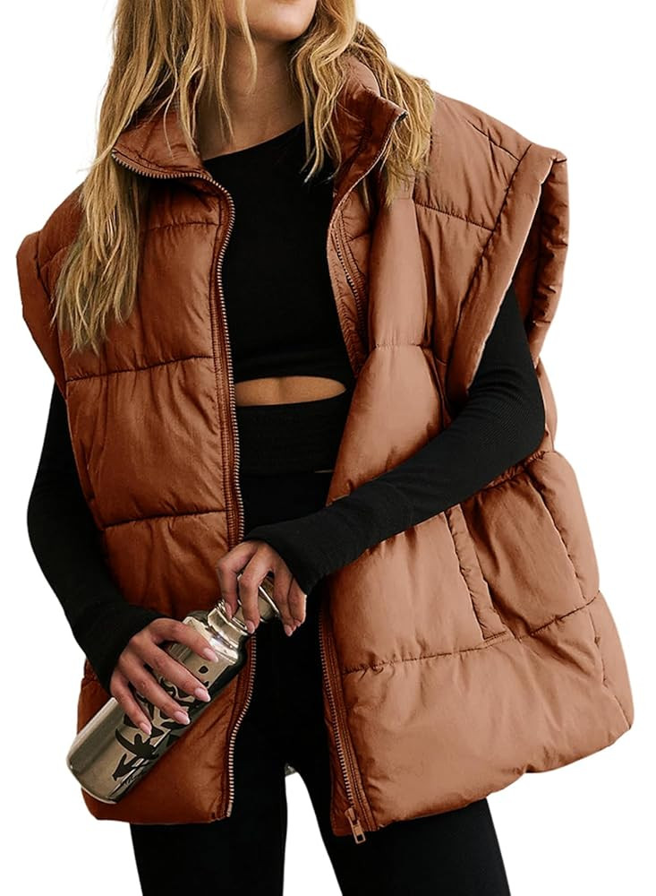 Dokotoo Women's Casual Winter Oversized Puffer Vest Stand Collar Flysleeve Insulated Padded Puffy... | Amazon (US)