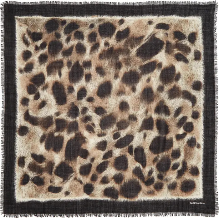 Saint Laurent Leopard Print Square Scarf | Nordstrom | Nordstrom