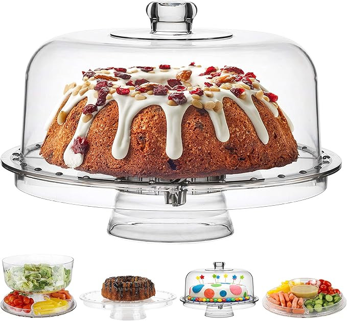 Homeries Acrylic Cake Stand with Dome Cover (6 in 1) Multi-Functional Serving Platter and Cake Pl... | Amazon (US)