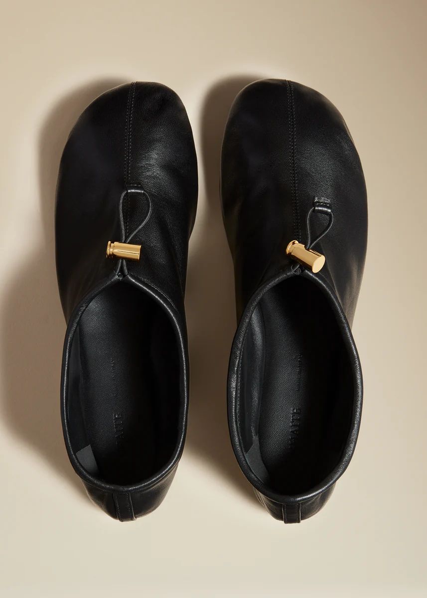 The Meadow Flat in Black Leather | Khaite