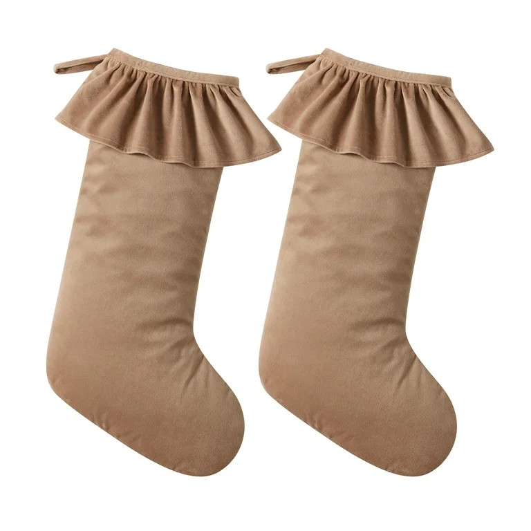 My Texas House Ruffle Taupe Velvet Christmas Stockings, 20" x 10" (2 Count) | Walmart (US)