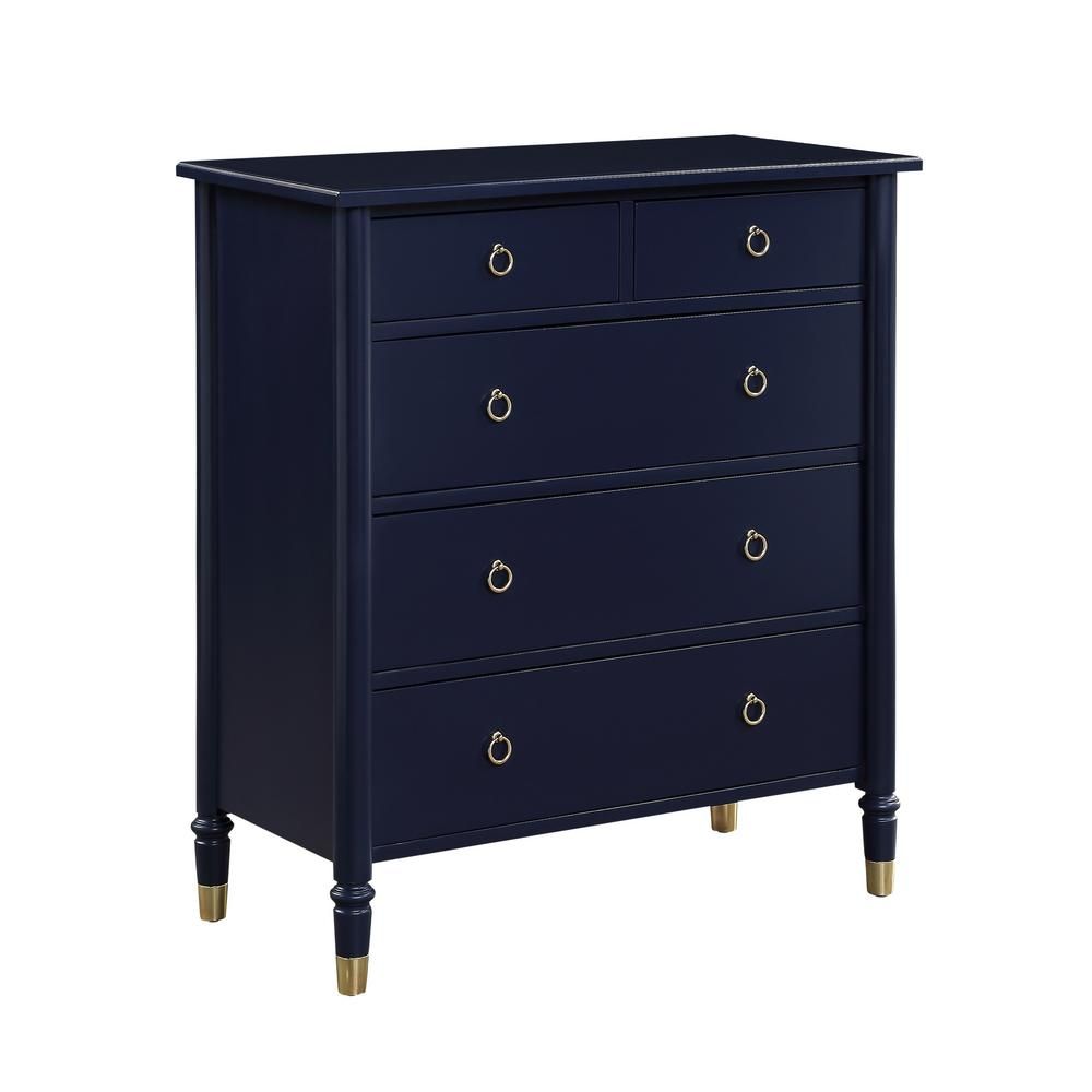 Quality Components Plus Jillian 5-Drawer Midnight Blue Chest of Drawers-819-12-14 - The Home Depo... | The Home Depot