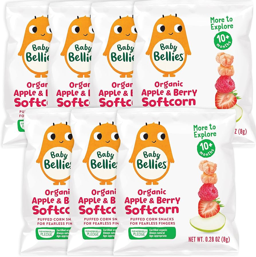 Baby Bellies Organic Apple & Berry Softcorn, 0.28 Ounce Bag (Pack of 7) | Amazon (US)