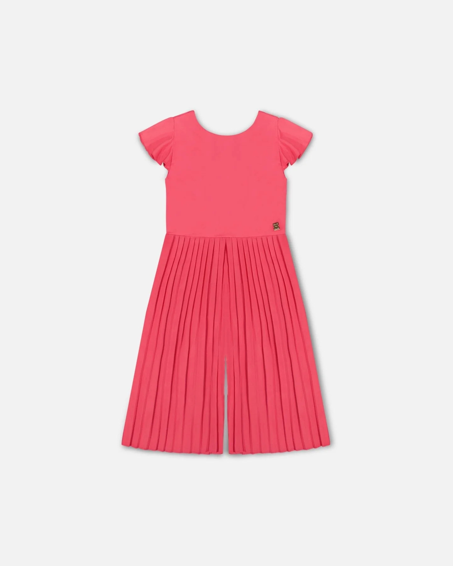 Bi-Material Pleated Wide Leg Jumpsuit Candy Pink - Deux par Deux | Deux par Deux Childrens Designer Clothing