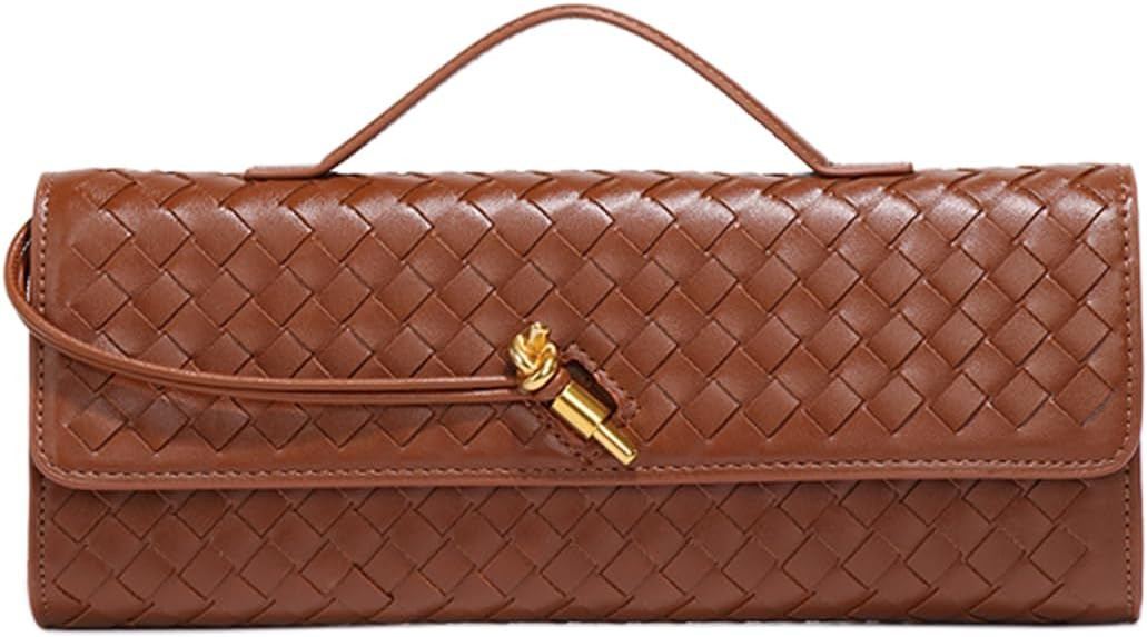 JYG Woven Handbag for Women Fashion Evening Shoulder Bag PU Leather Handmade Clutch Purse Casual ... | Amazon (US)