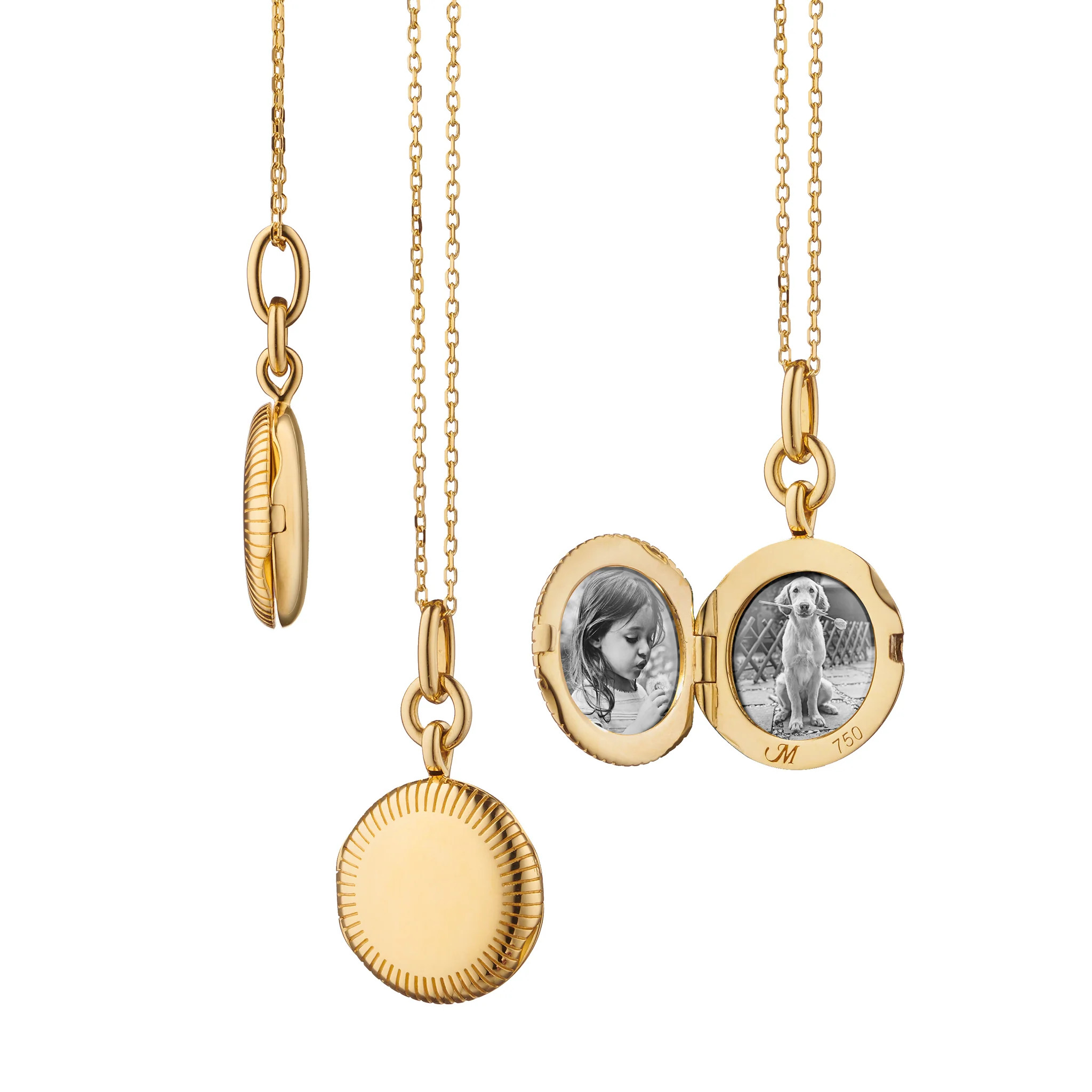 18K Gold Slim Round "Nan" Engraved Locket | Monica Rich Kosann | Monica Rich Kosann