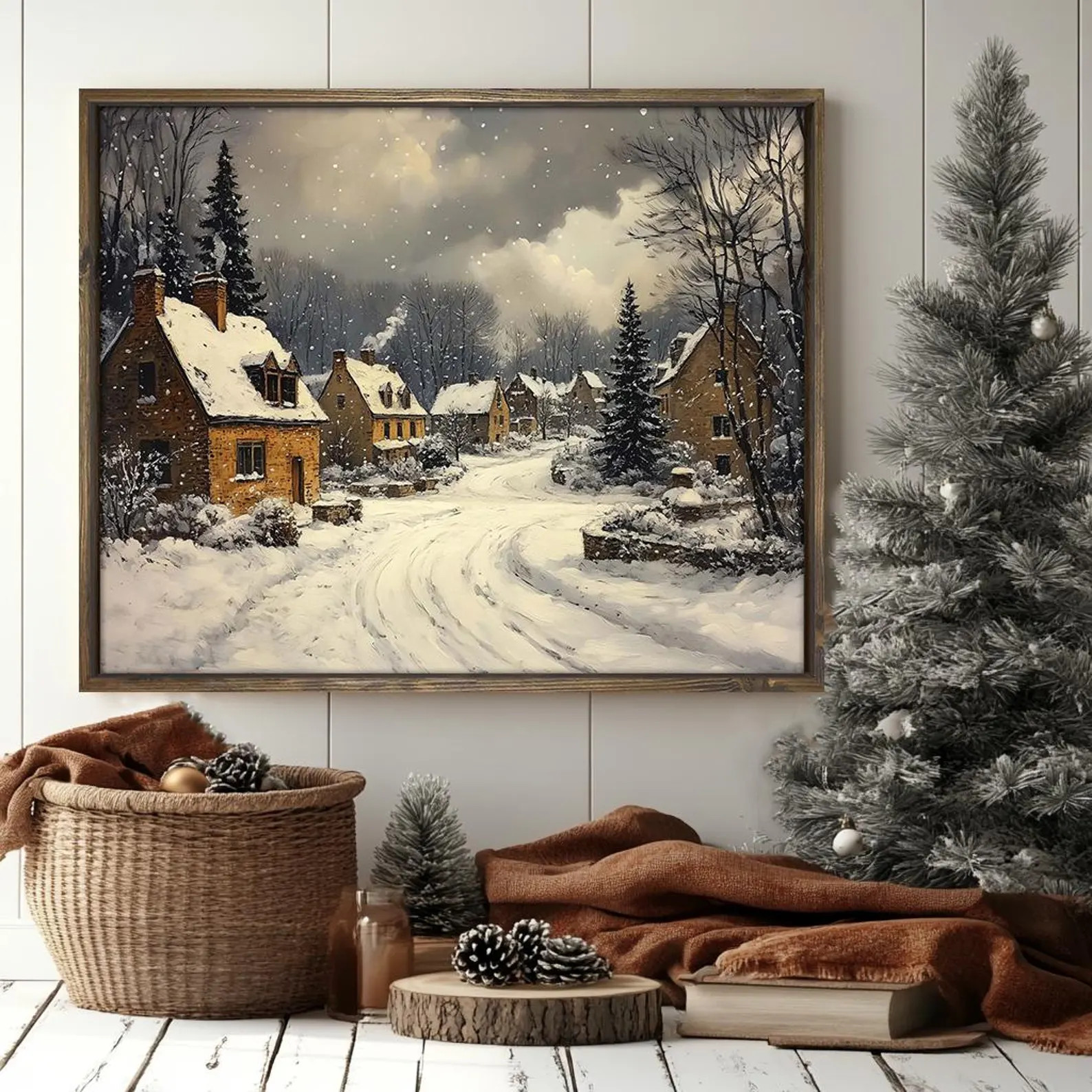 Snowy Lane Framed Canvas | Paper Print | Modern | SIDesignCo | Original Design | Wall Art | Chris... | Etsy (US)