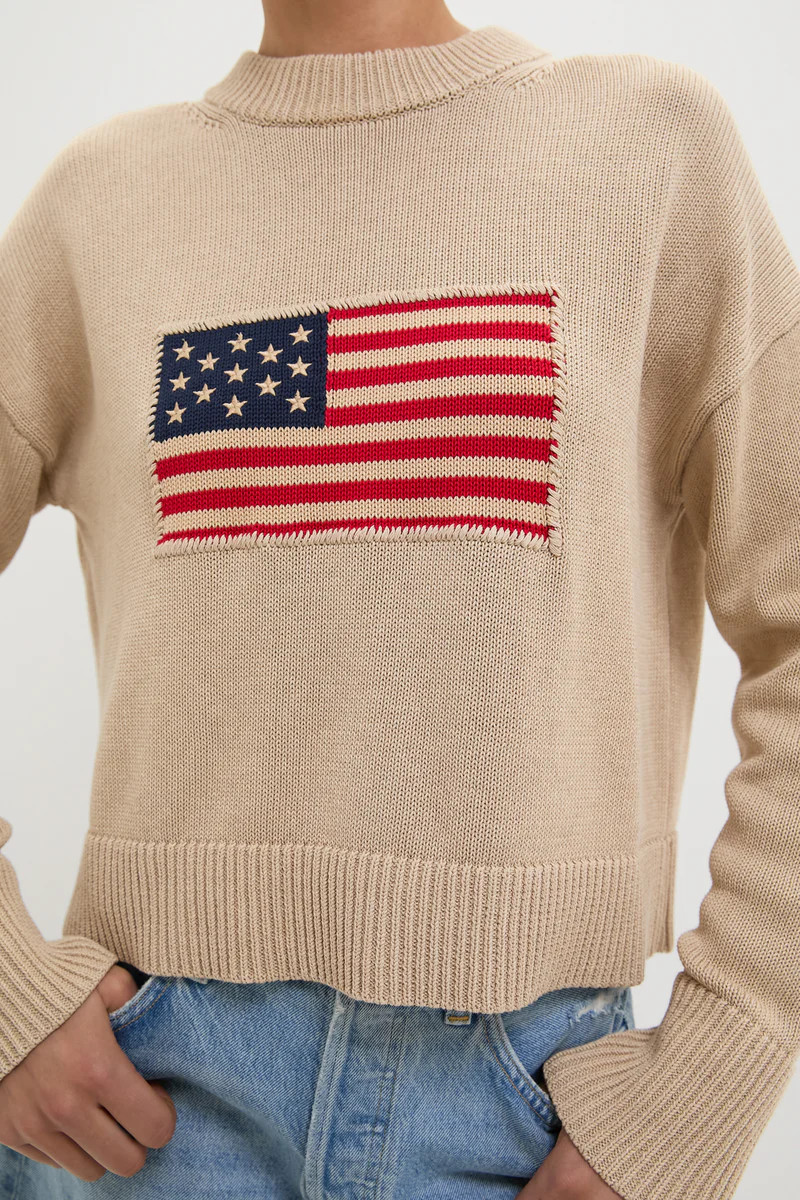 Cropped Beachwood Cotton Americana Sweater | Tuckernuck (US)