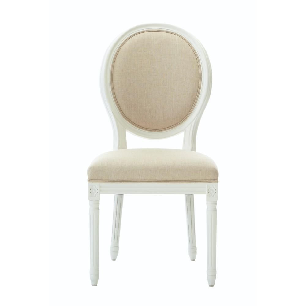 Home Decorators Collection Jacques Antique Ivory Natural Linen Round Back Dining Chair (Set of 2) | The Home Depot