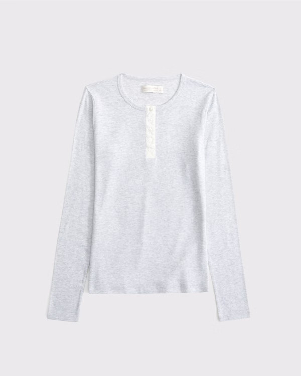Women's Long-Sleeve Cozy Lounge Knit Tuckable Henley Top | Women's Tops | Abercrombie.com | Abercrombie & Fitch (US)