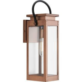 Progress Lighting Union Square 7.87 in. 1-Light Bronze Antique Copper Outdoor Wall Lantern Sconce... | The Home Depot