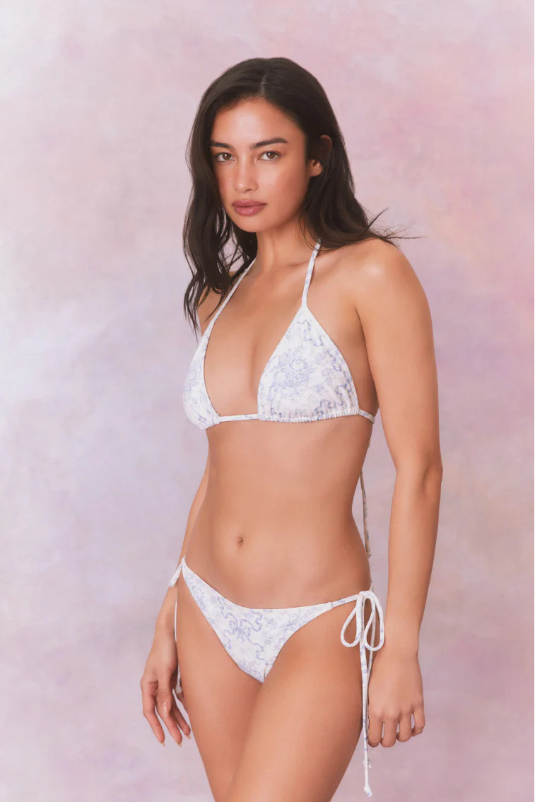 Harbor Bow Print Triangle Bikini Swim Set | LoveShackFancy