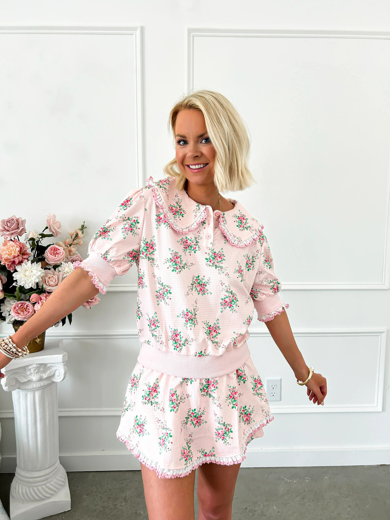 Flutter And Frill Pink Rose Skort Set | Flourish in Frills
