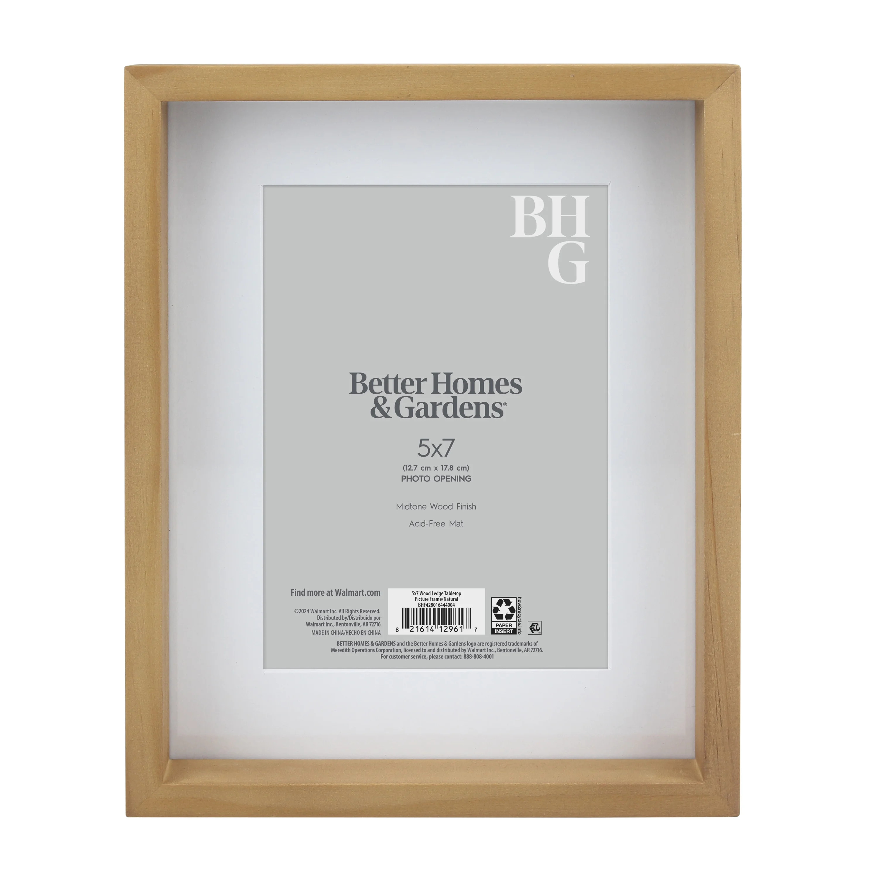 BHG 5 x 7 Wood Ledge Tabletop Picture Frame | Walmart (US)