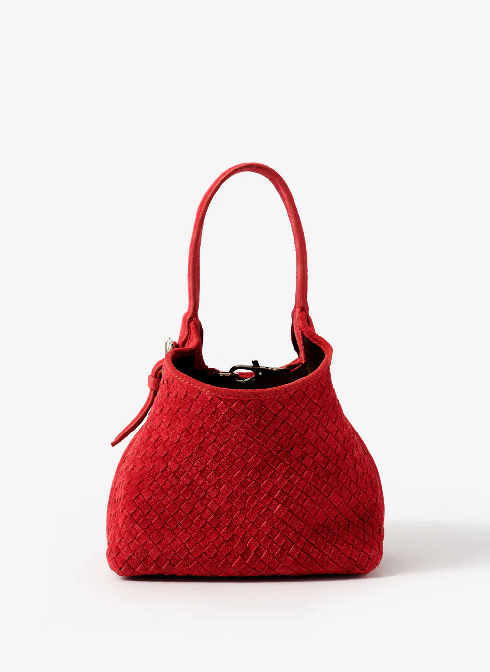 Lola Red Suede Woven Bucket Bag | Mint Velvet
