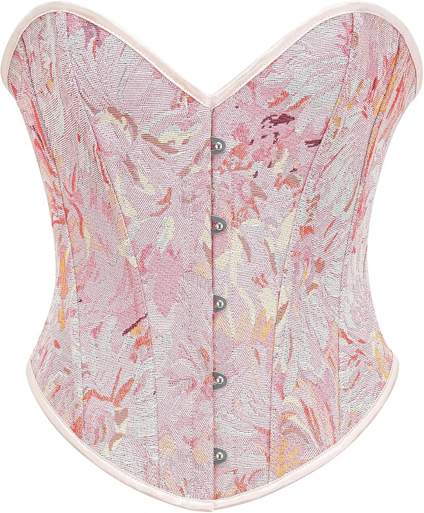 Women Vintage Renaissance Floral Lace Up Bustier Corset Shapewear Top | Amazon (US)