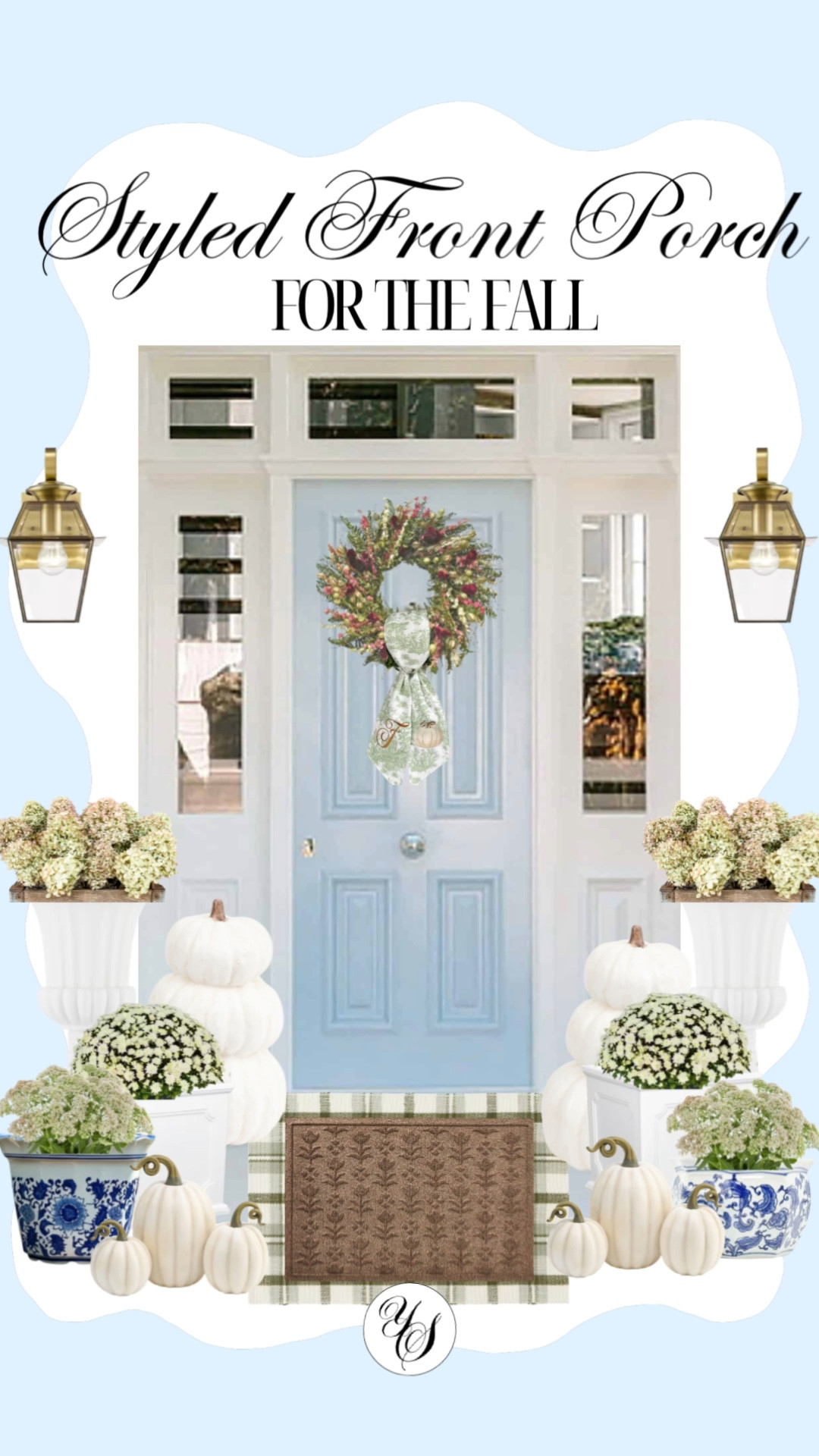 Obsessed with the blue and white for a styled front porch!! Can’t wait to start decorating!! 🩵



front porch, fall decor, home style, styled front porch, wayfair, Walmart, Home Depot, grandmillenial, faux mums, planter, tall urns, fall wreath, outdoor patio, outdoor sconces, front door, door mat, Anthropologie 

#LTKHome #LTKFindsUnder100 #LTKSeasonal