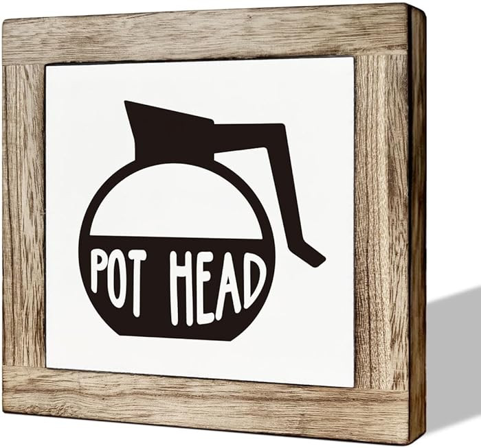 Coffee Pot Head Sign, Wooden Box Decor Set for Home, Decorative Table Sign, Farmhouse Wood Shelf ... | Amazon (US)