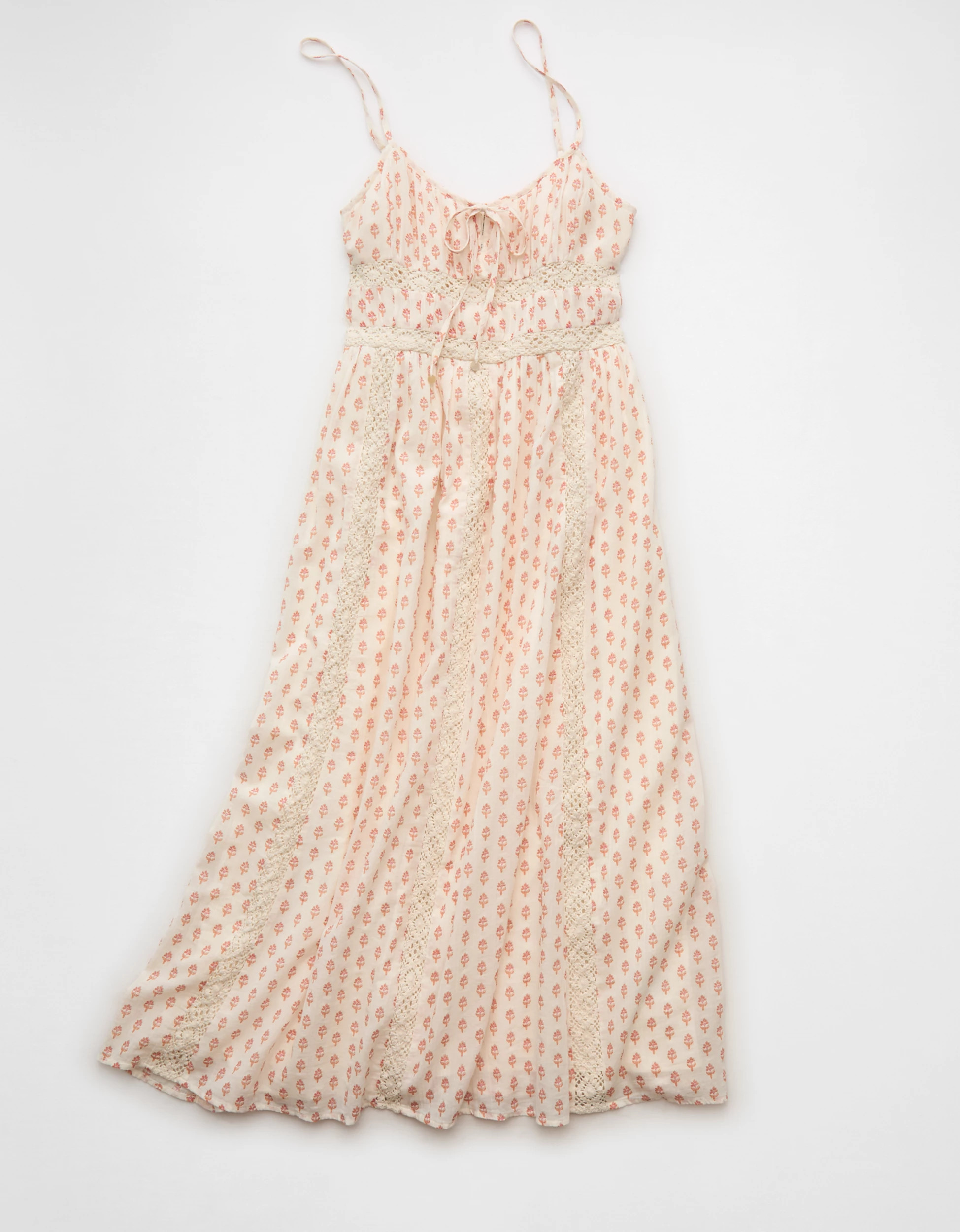 AE Tie-Front Lace Midi Dress | American Eagle Outfitters (US & CA)