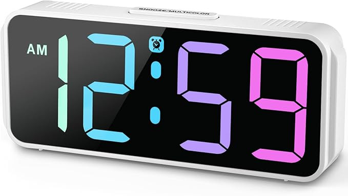 Peakeep Small Digital Alarm Clock Plug in, Tiny RGB Colorful Changing Large Display for Bedrooms ... | Amazon (US)