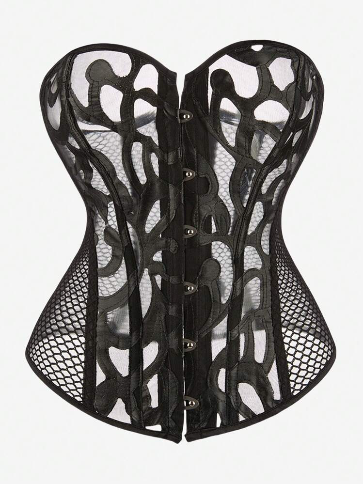 Overbust Corset Top, Mesh, Classic Court Boned, Front Closure, Strapless Bodyshaper For Women, Fo... | SHEIN