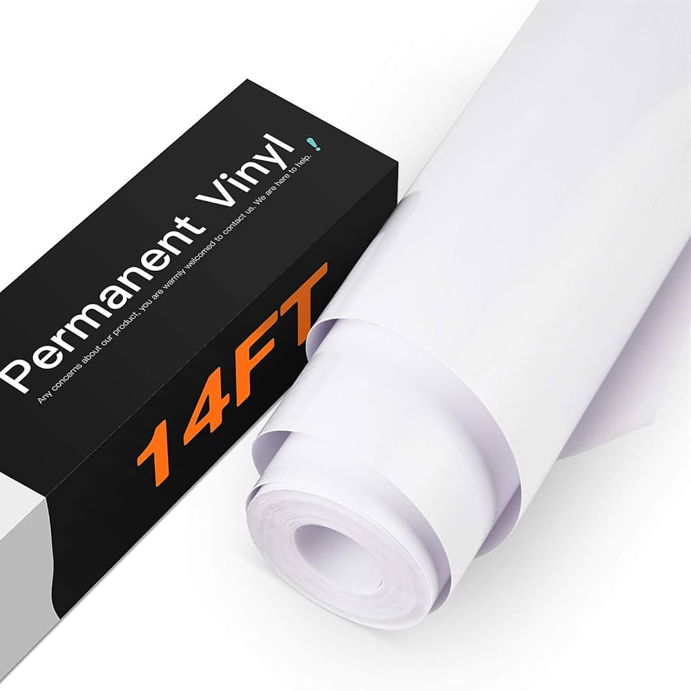 HTVRONT White Permanent Vinyl, White Vinyl for Cricut - 12" x 14 FT White Adhesive Vinyl Roll for... | Amazon (US)