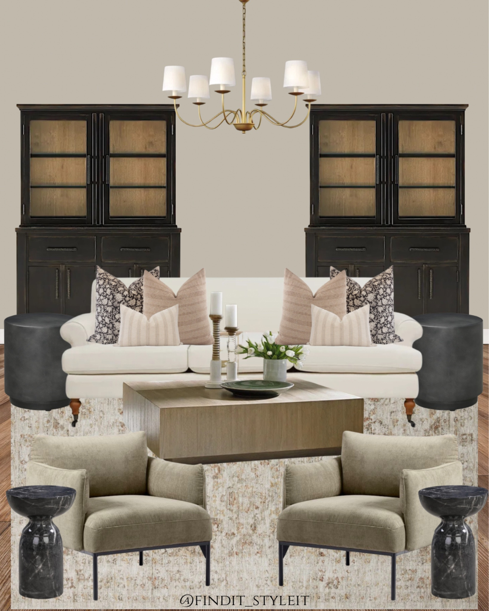 French Country-inspired living room featuring a modern coffee table, vintage-inspired cabinets, marble side tables and an elegant neutral sofa. 

#ltkhome #coffeetable #rug #livingroomrefresh #livingroom #frencheuropean #europeanstyle #2025hometrends

#LTKsale #LTKcasa #LTKcanada