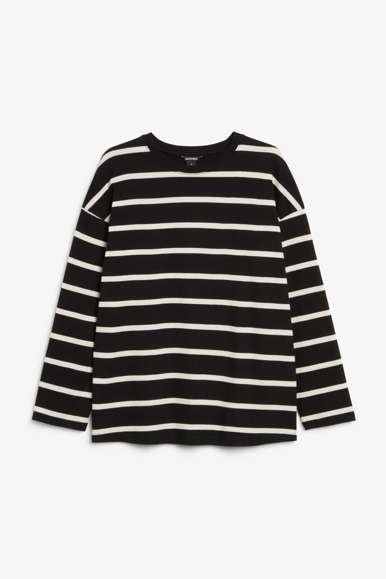 Klassiek T-shirt met lange mouwen - Zwart en wit - DAMES | H&M NL | H&M (DE, AT, CH, NL, FI)