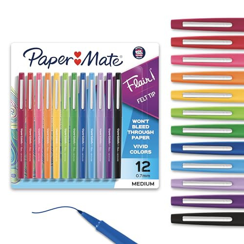 Paper Mate Flair Felt Tip Pens, Medium Point (0.7mm), 12 Count - #1 Teacher Choice, for Arts & Cr... | Amazon (US)