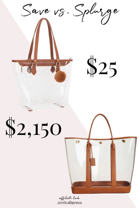 Save vs splurge! Clear tote bag from Amazon for $25 vs designer version over $2,000! 

Clear tote bag // designer inspired purse // Amazon fashion // clear bag under $30 // clear purse // vinyl tote // clear tote bag

#LTKFind #LTKitbag #LTKunder50