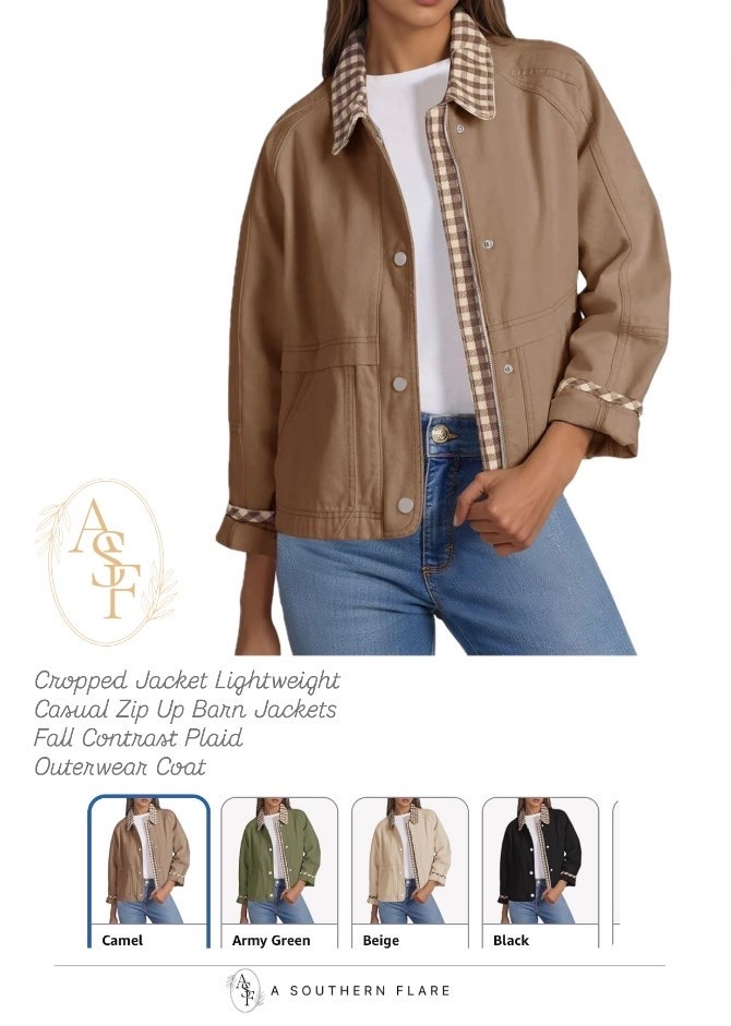 Cropped Jacket Lightweight
Casual Lip Up Barn Jackets
Fall Contrast Plaid
Outerwear Coat