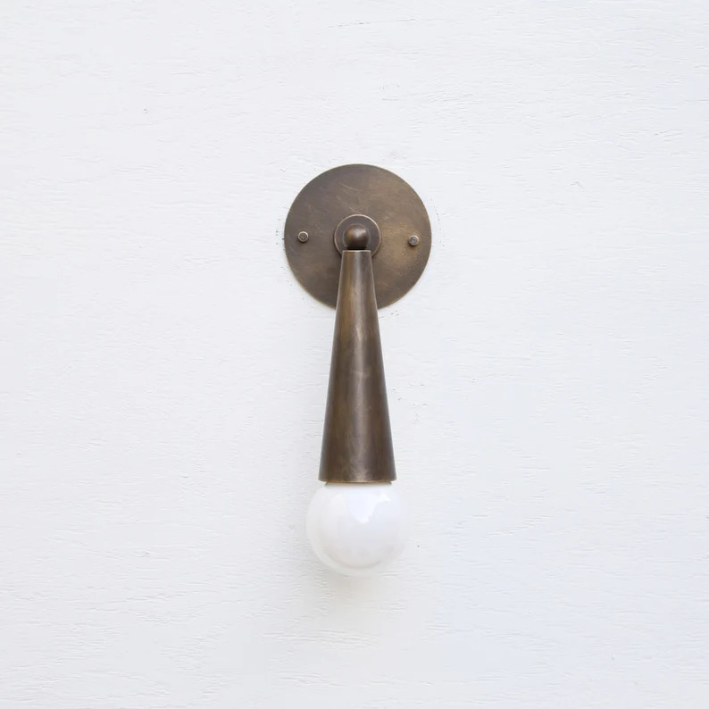 Aged Brass Wall Sconce Light Casting Brass Wall Sconce Light Minimal Sconce Light - Etsy | Etsy (US)