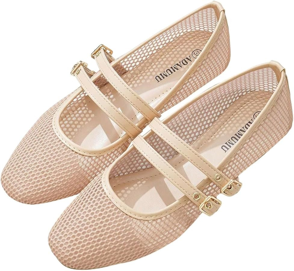 Women's Polka Dots Mesh Ballet Flats Shoes Bowknot Pointed Toe Flats Closed Toe Comfortable Dress... | Amazon (US)