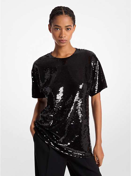 Sequined Jersey Oversized T-Shirt | Michael Kors US