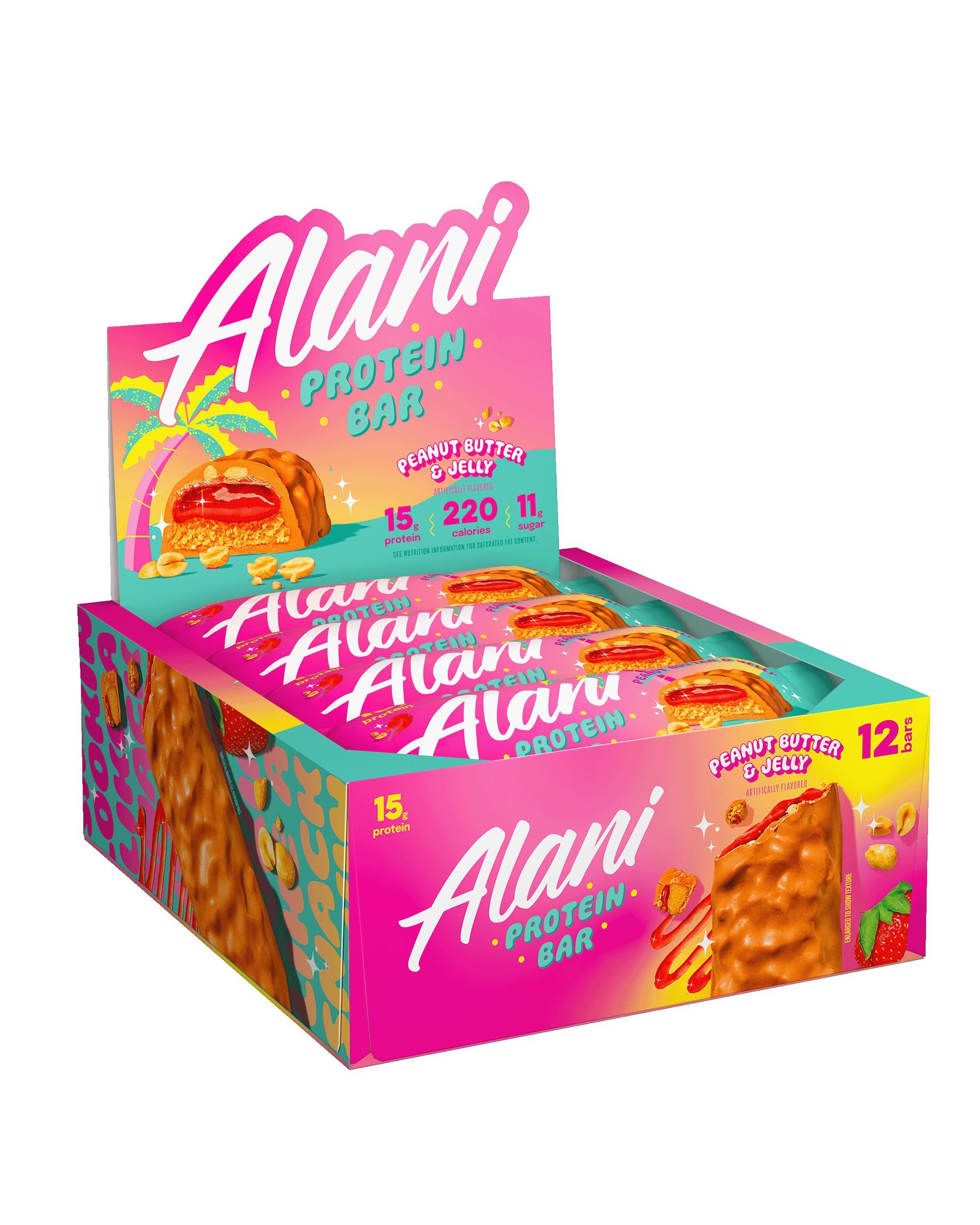 Alani Nu Protein Bars PEANUT BUTTER & JELLY | High Protein Gluten-Free Bars | 16g Protein | Low-S... | Amazon (US)