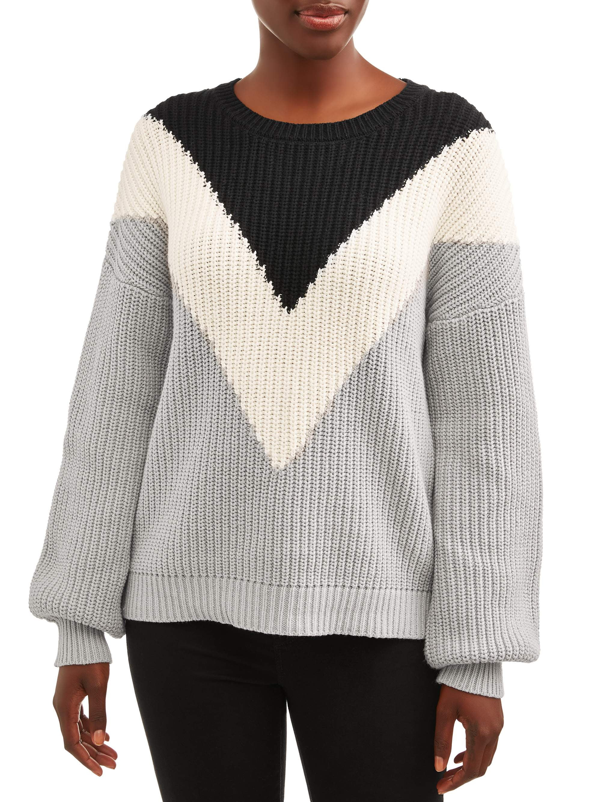 Time and Tru Women's Chevron Shaker Sweater | Walmart (US)