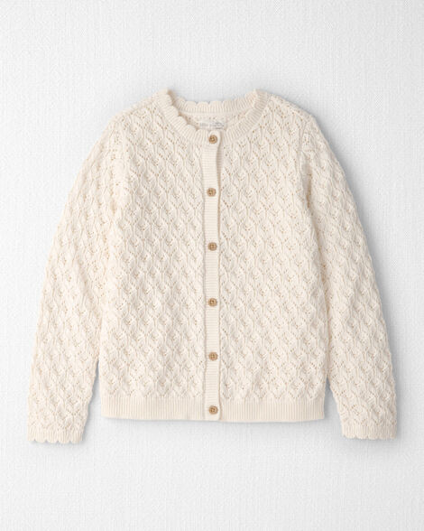 Sweet Cream - Girls Organic Cotton Pointelle Sweater Cardigan, Selected | Carter's Inc