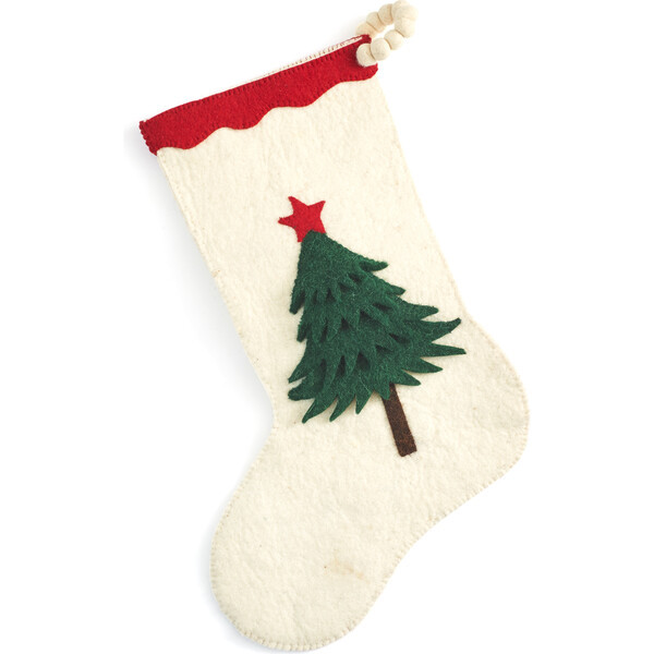 Wool Christmas Tree Stocking, Cream - Arcadia Home Stockings | Maisonette | Maisonette