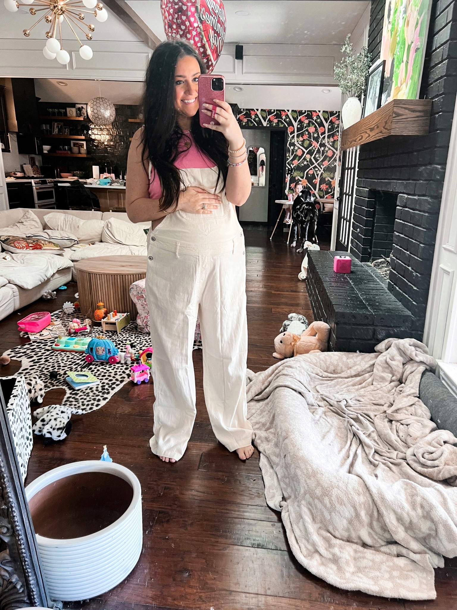 Pregnant bump spring overalls jumpsuit 

#LTKStyleTip #LTKSaleAlert #LTKBump