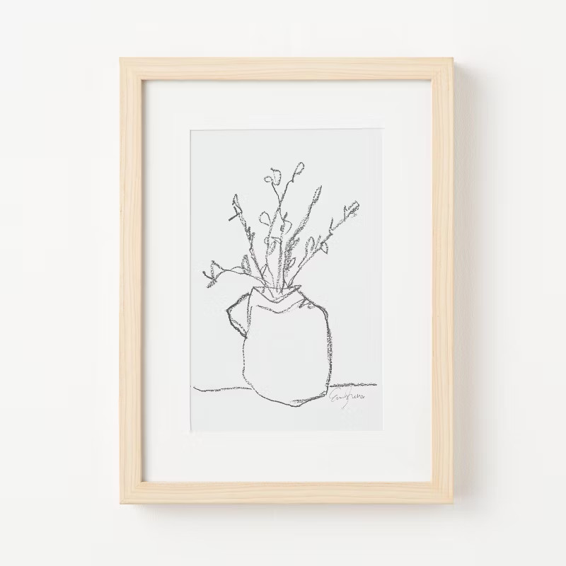 12" x 16" Flower Pot Framed Wall Art Black/White - Threshold™ designed with Studio McGee | Target