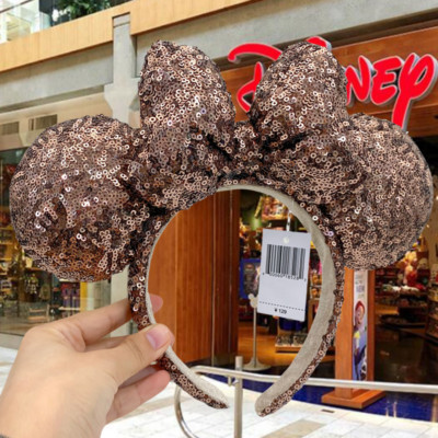 Disney Parks Tokyo Brown Sequin Shiny Headband Minnie Mouse Ears Mickey Mouse | eBay US