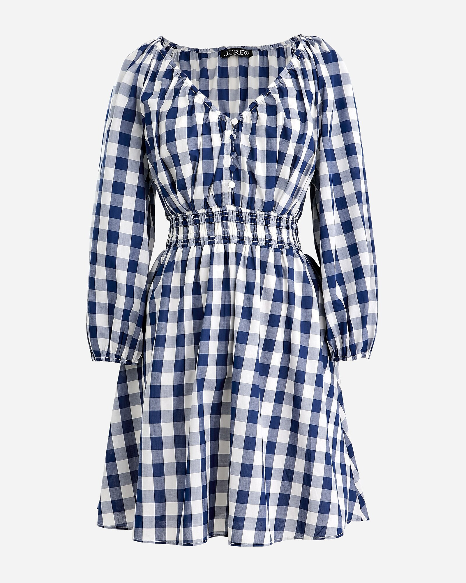 V-neck mini dress in navy gingham | J. Crew US