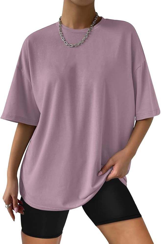 Trendy Queen Womens Oversized T Shirts Loose Fit Cotton Crewneck Short Sleeve Tops Summer Casual ... | Amazon (US)
