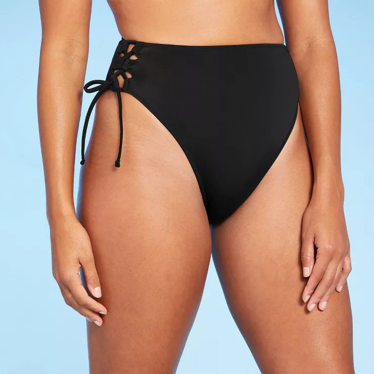 Women's Lace-Up High Waist High Leg Extra Cheeky Bikini Bottom - Shade & Shore™ | Target