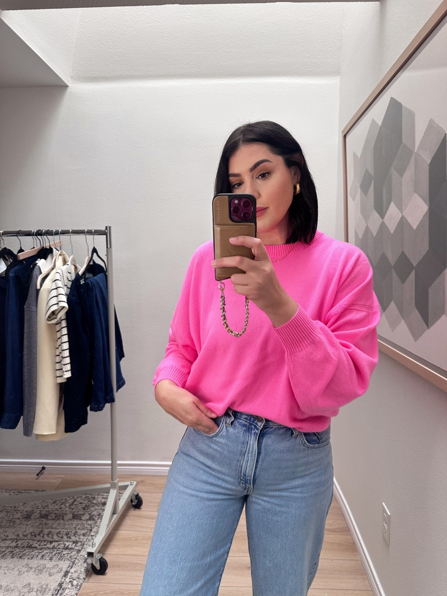 Loving this pop of color from @jcrew! And it’s in the softest cashmere 😍 

I’m in the medium, it runs generously!

I’m in the 30 of the @levi baggy dad jeans. Perfect fit!