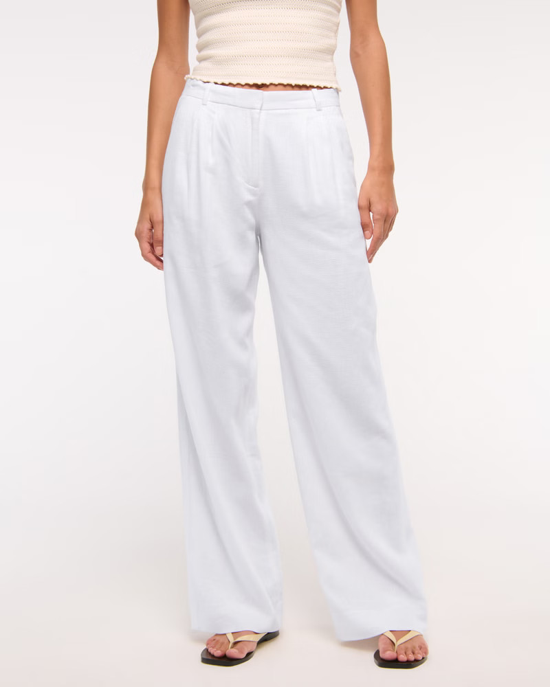 A&F Sloane Low Rise Tailored Linen-Blend Pant | Abercrombie & Fitch (US)