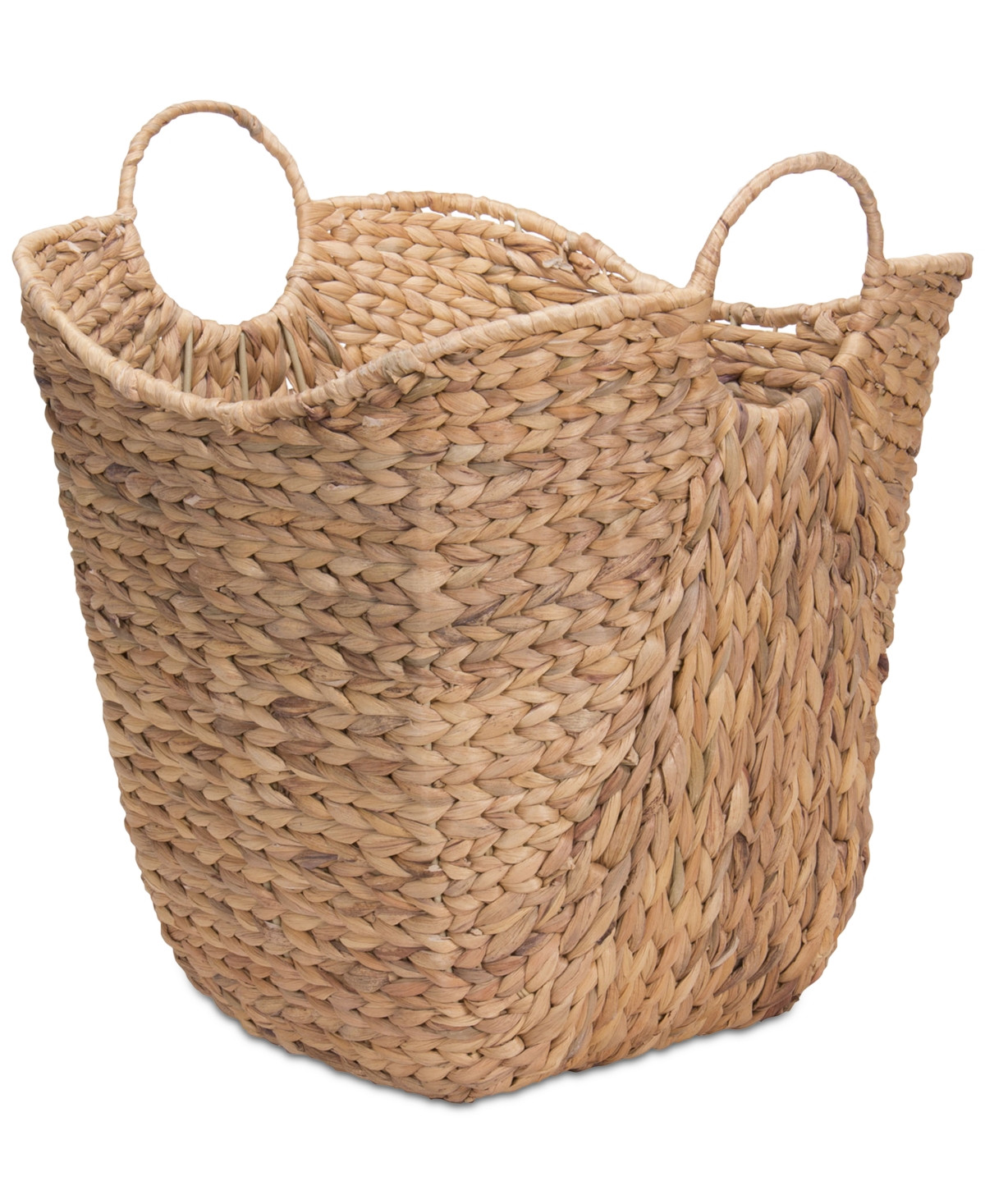Household Essentials Water Hyacinth Basket with Handles - Tan | Macy's
