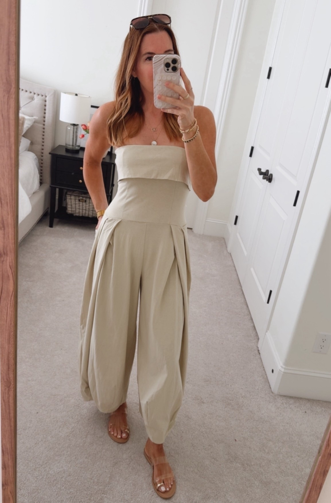 Adore this jumpsuit. So comfortable and fun to wear. True to size. Wearing a small. 