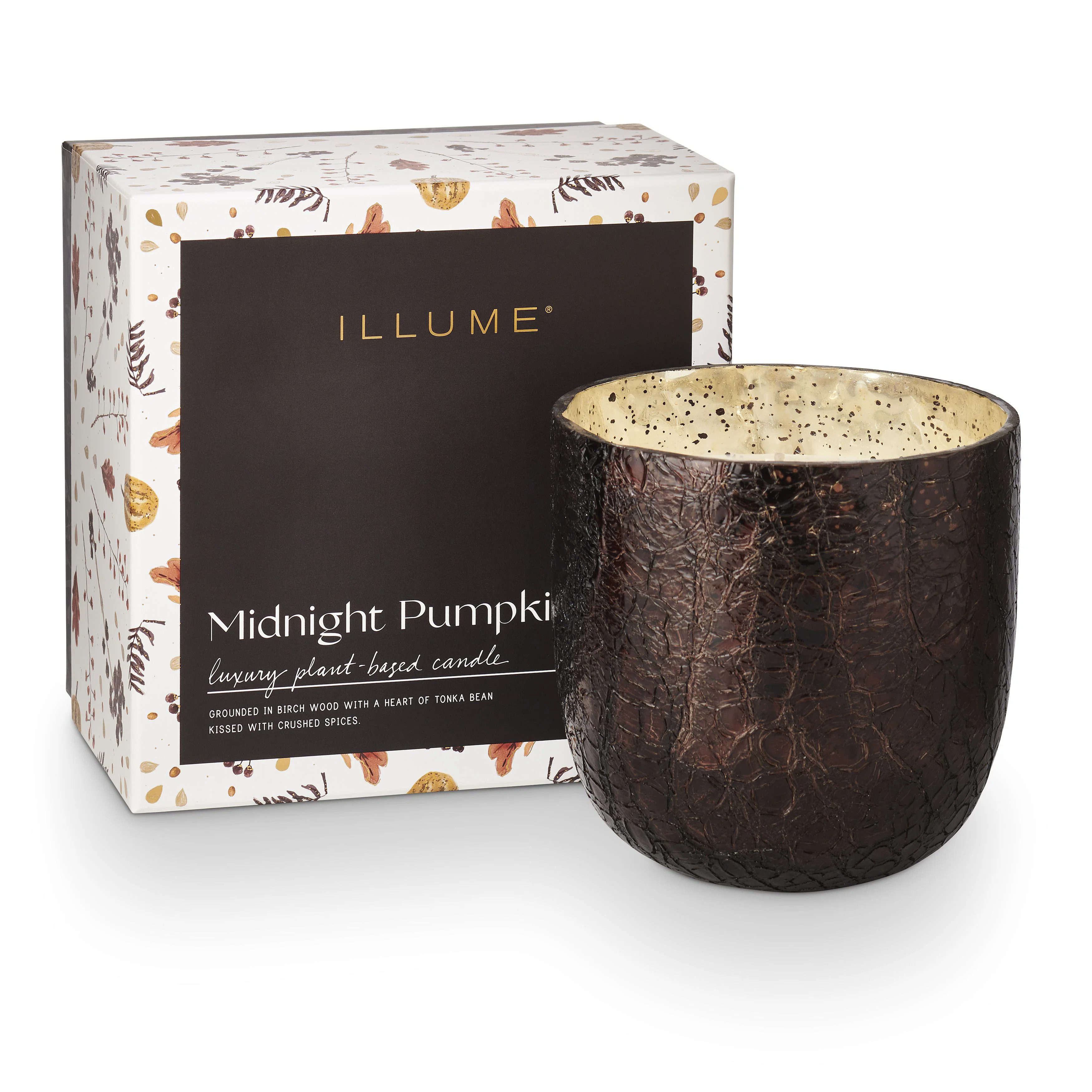 ILLUME Noble Holiday Midnight Pumpkin Large Crackle Glass Candle | Joss & Main