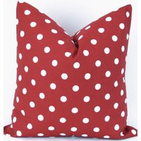 Red Polka Dot Pillow Cover -Many Sizes - Lipstick White Decorative Throw Euro Sham Custom Cushion Pr | Etsy (US)
